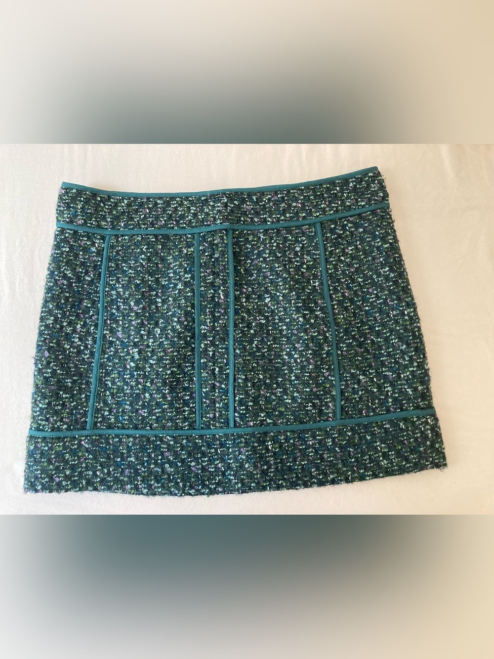 J. Crew Green Tweed Mini Skirt